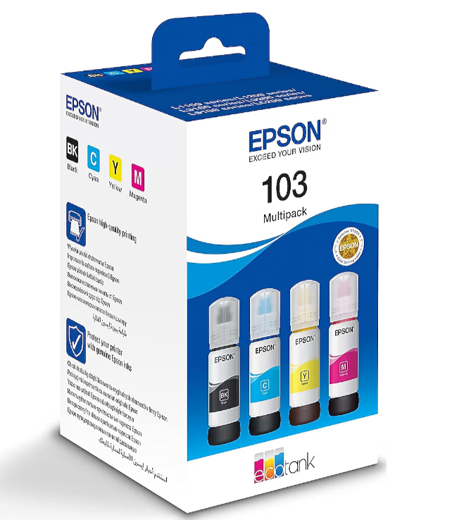 Epson 103 Orijinal Mürekkep Seti 4 Renk (Siyah, Mavi, Kırmızı, Sarı) - Yüksek Kapasiteli