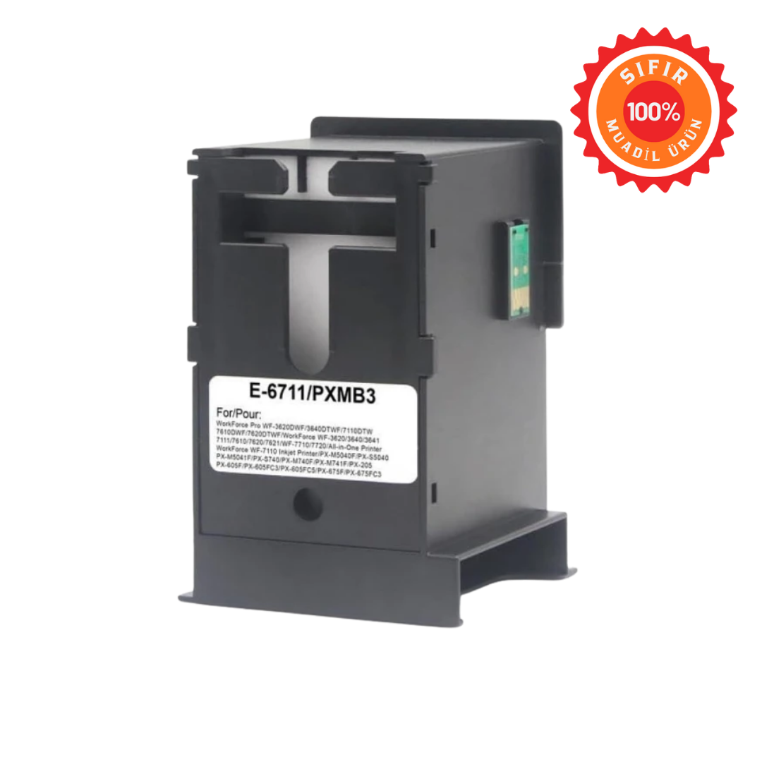 Epson Uyumlu T6711 (C13T671100) Bakım Kutusu - Atık Mürekkep Ünitesi (Çipli) - Workforce WF-3620 WF-7610 WF-7710 Serileri Için